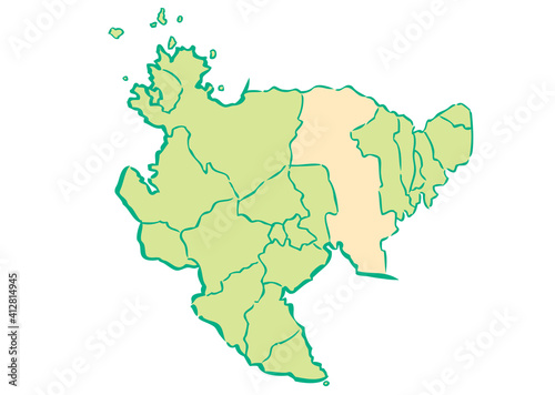 佐賀県	佐賀市　都道府県別・行政区域マップ