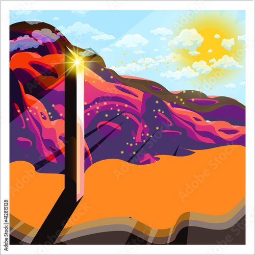 Vector image of monolith monument illustration