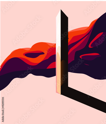 Vector image of monolith monument illustration