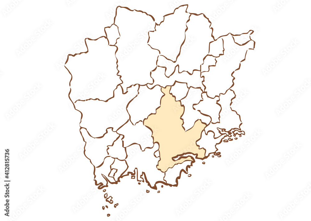 岡山県	岡山市　都道府県別・行政区域マップ