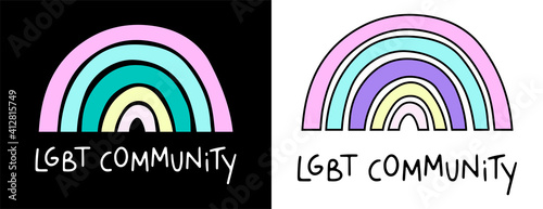 LGBT icon hand drawing. LGBT equality, tolerance and pride concept with motivational phrases, pride month. Suitable for stickers, logos, embroidery and badges. Vector stock flat illustration