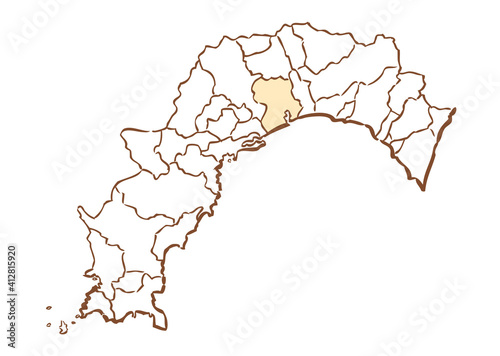 高知県	高知市　都道府県別・行政区域マップ