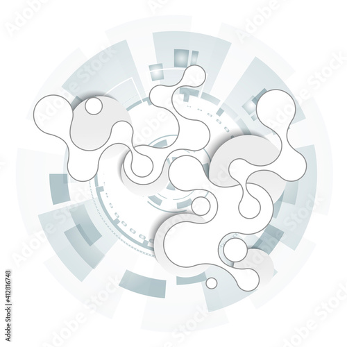 Modern abstract banner with molecular structure on white background. Modern vector illustration