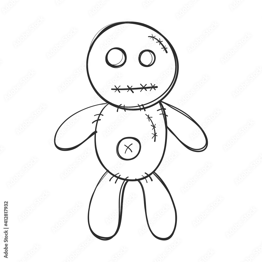 voodoo doll isolated illustration on white background voodoo doll isolated illustration on white background
