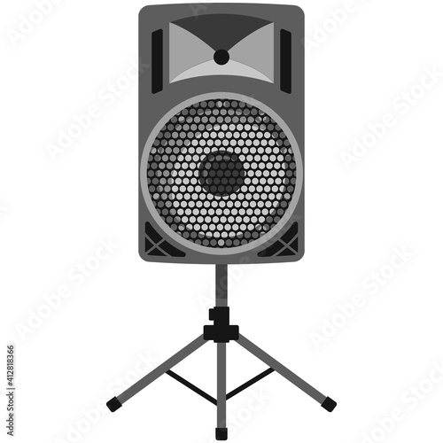 Stereo speaker on tripod stand isolated on white