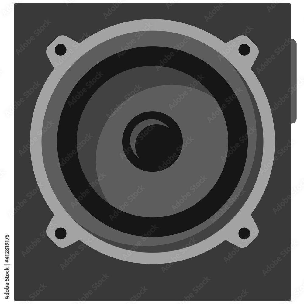 Music subwoofer speaker isolated on white background Music subwoofer speaker isolated on white background