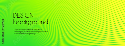 Abstract green long banner. Vector minimal template for facebook cover. Striped gradient background with copy space for text