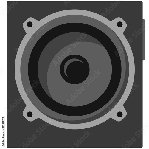 Music subwoofer speaker isolated on white background
