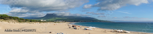 panorama landscape of Bolonia Beach and sand dune on the Costa de la Luz in Andalusia