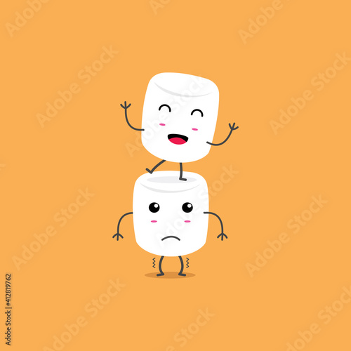 Cute Marshmallow Friendship Character Design.