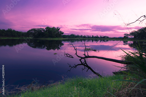 sunset on the lake