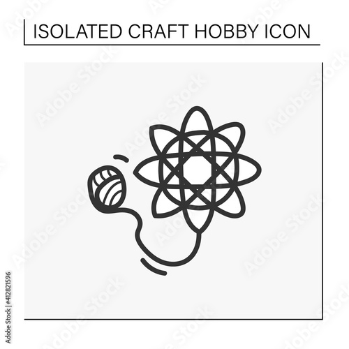 Tatting hand draw icon.Vintage lace. Beautiful type of needle work. Creative things included ornaments durable lace from knots and loops. Casual thing concept. Isolated sketch vector illustration