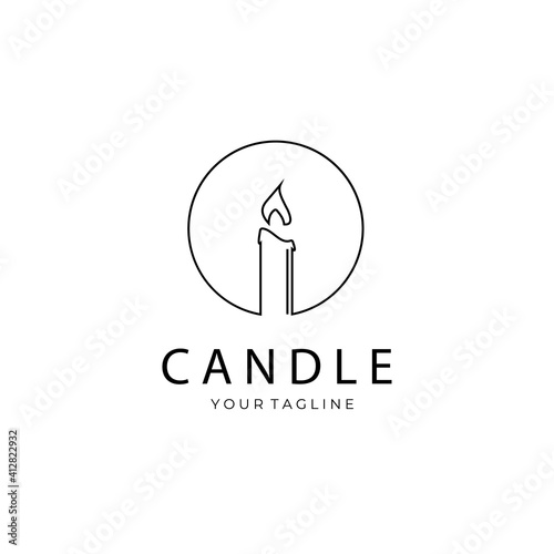 Candle logo line art vector illustration design