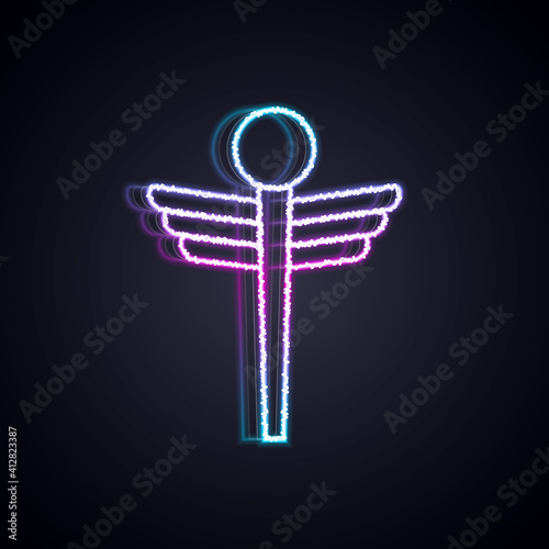 Glowing neon line Caduceus snake medical symbol icon isolated on black background. Medicine and health care. Emblem for drugstore or medicine, pharmacy. Vector.