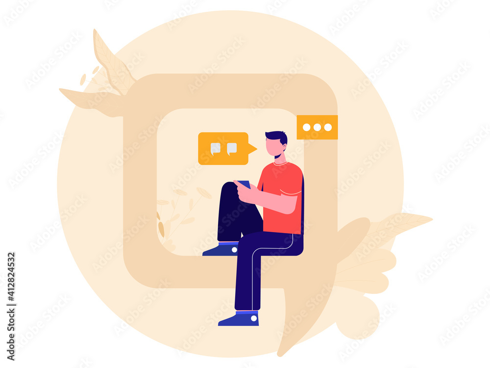 Illustration Vector Graphic of a man is doing online testimonials, this illustration perfect for website, landing page, web, app, and banner Illustration Vector Graphic of a man is doing online testimonials, this illustration perfect for website, landing page, web, app, and banner