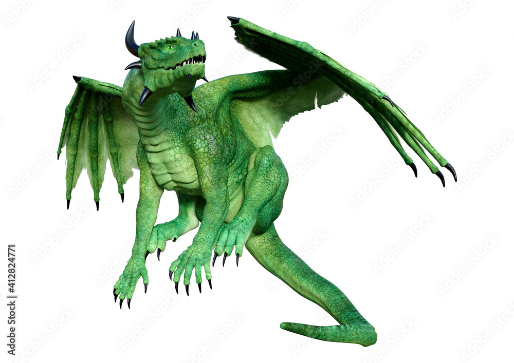 Obraz premium 3D Rendering Fairy Tale Dragon on White