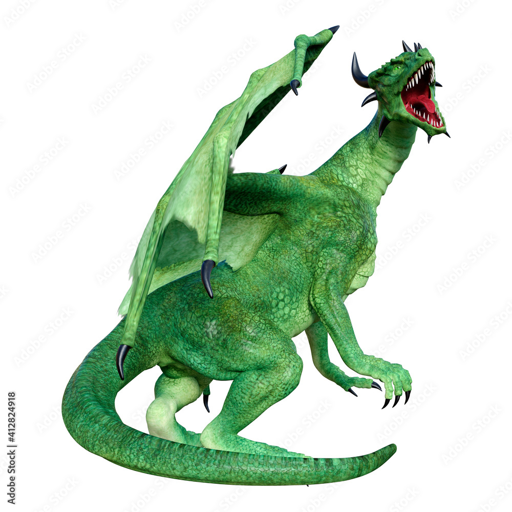 Fototapeta premium 3D Rendering Fairy Tale Dragon on White