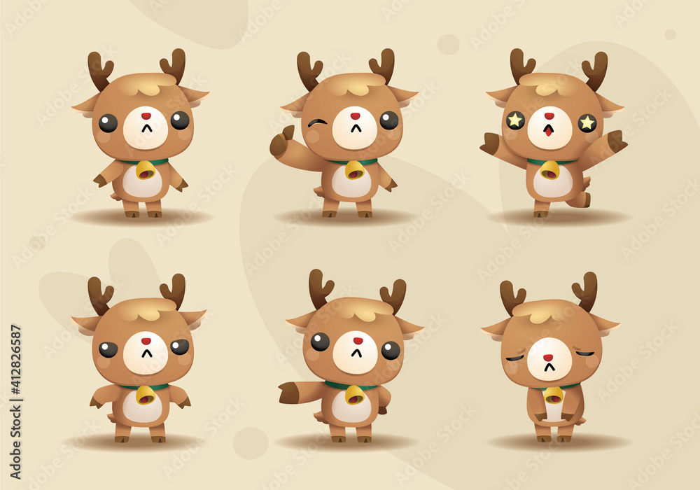 Fototapeta premium cute deer animal mascot character set