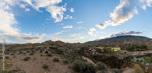 view of the Tabernas desert and the Oasys MiniHollywood Western Theme Park in Andalusia photo