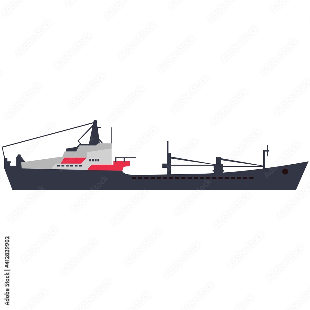 Maritime ship flat vector isolated on white background