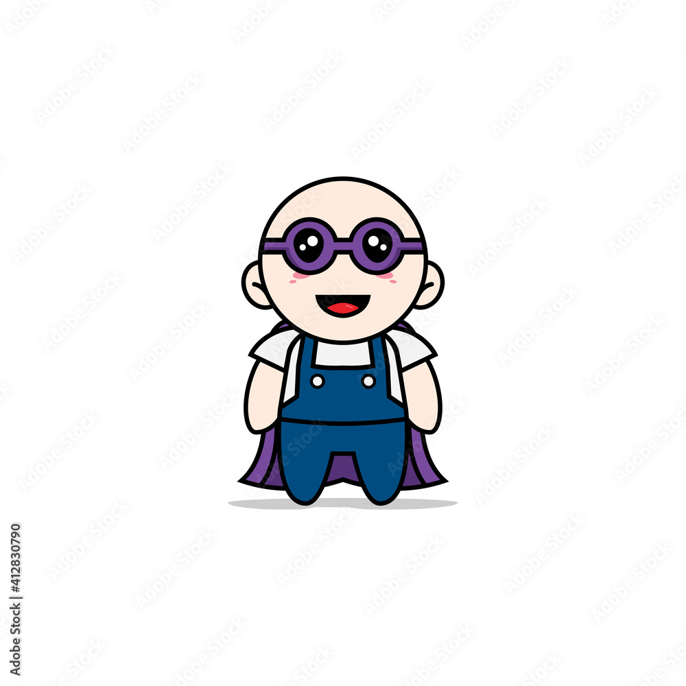 Cute mechanic character wearing superhero costume. Cute mechanic character wearing superhero costume.