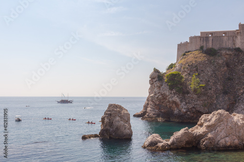 View of the historic fort Lovrijenac or St. Lawrence Fortress in the city of Dubrovnik on a sunny day. Croatia 