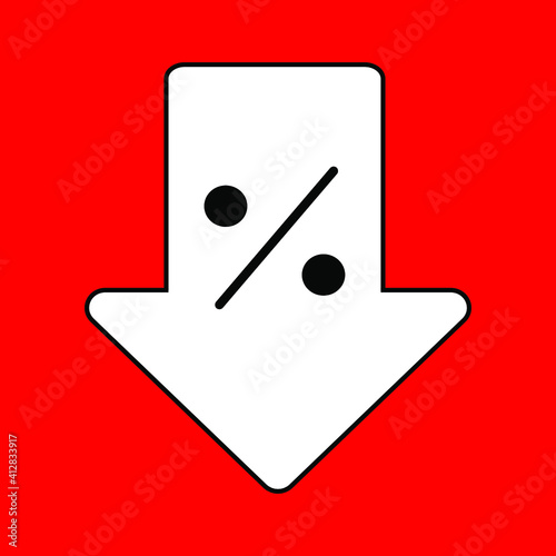 Discount black friday vector icon On a red background