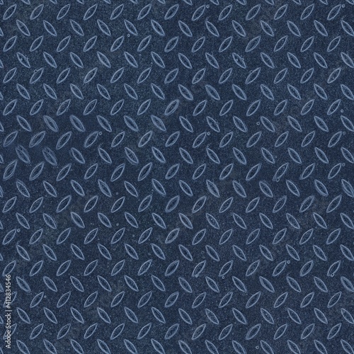 Metal plate texture. 3d rendering. Metal floor texture. Blue steel.