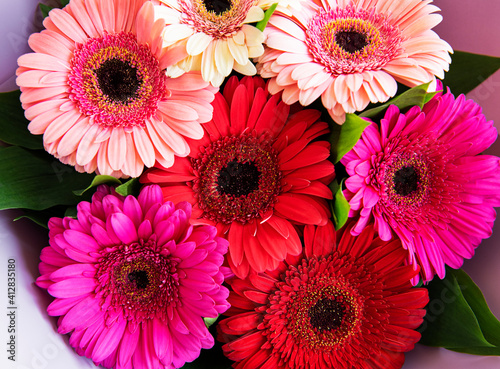 Gerbera flowers bouquet. Floral background.