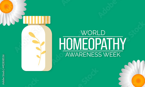 World Homeopathy Awareness Week is celebrated annually from April 10th to April 16th. the week is a celebration of both homeopaths and those who have been healed with homeopathy. Vector illustration.