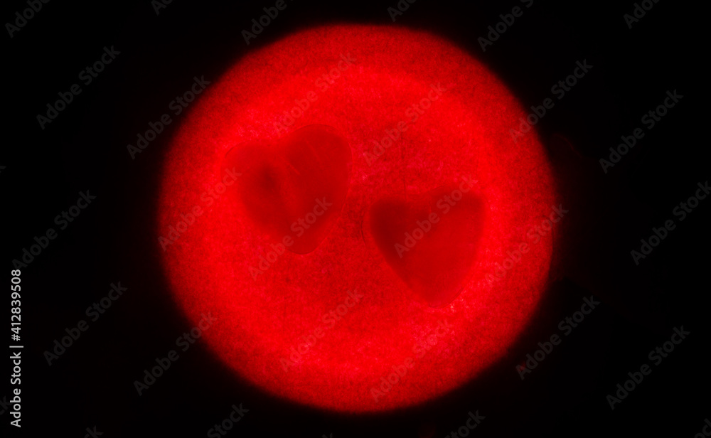 Valentines Day, Love, Pregnancy and Fertilization Abstract poster with Hearts in light circle as symbol of Ovule. Valentines Day, Love, Pregnancy and Fertilization Abstract poster with Hearts in light circle as symbol of Ovule.