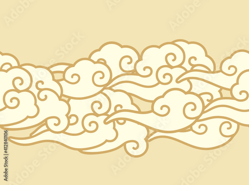 cloud in the sky pattern. Vector seamless border in oriental style