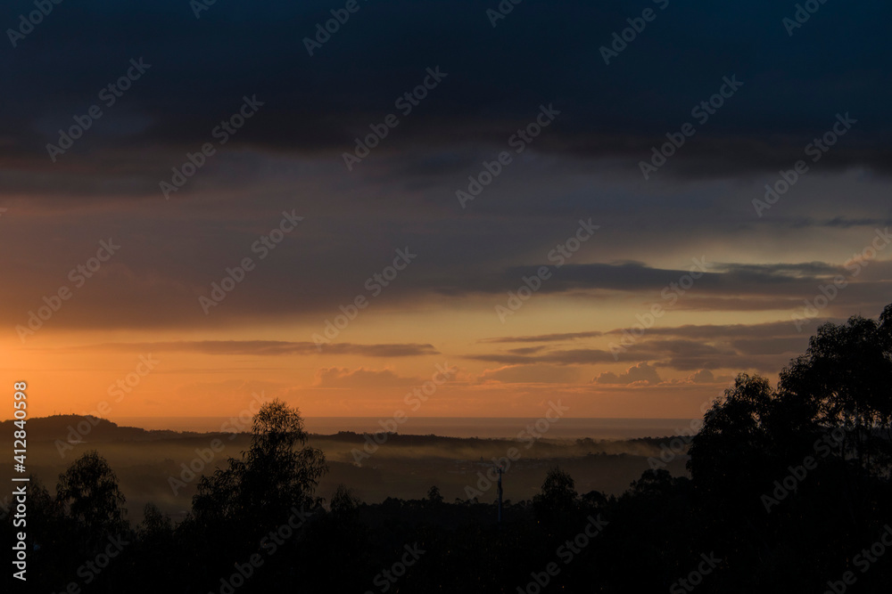 Landscape at sunset with colorful sky Landscape at sunset with colorful sky