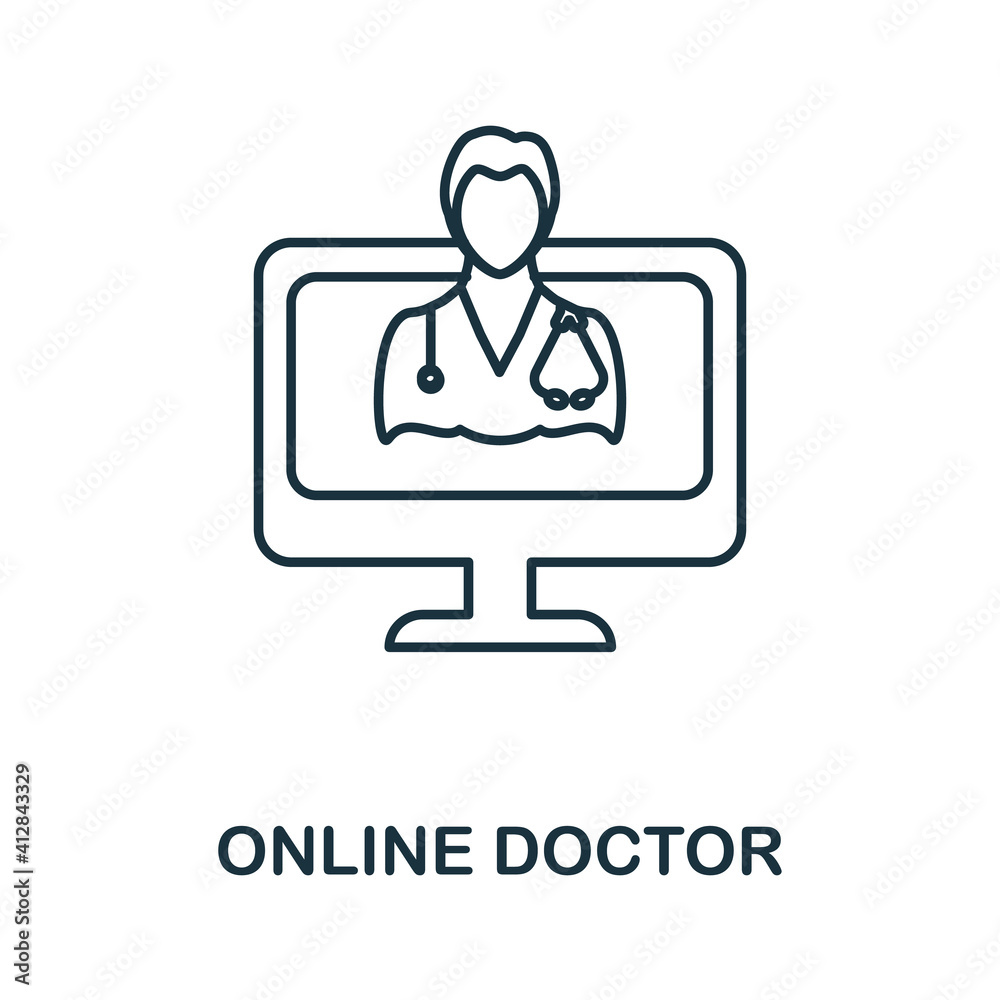 Online Doctor icon. Simple element from digital health collection. Creative Online Doctor icon for web design, templates, infographics and more Online Doctor icon. Simple element from digital health collection. Creative Online Doctor icon for web design, templates, infographics and more