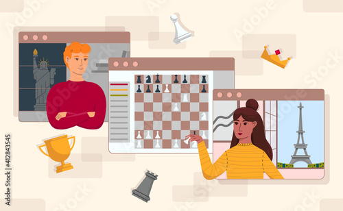 Online game illustrations in flat vector from each othe