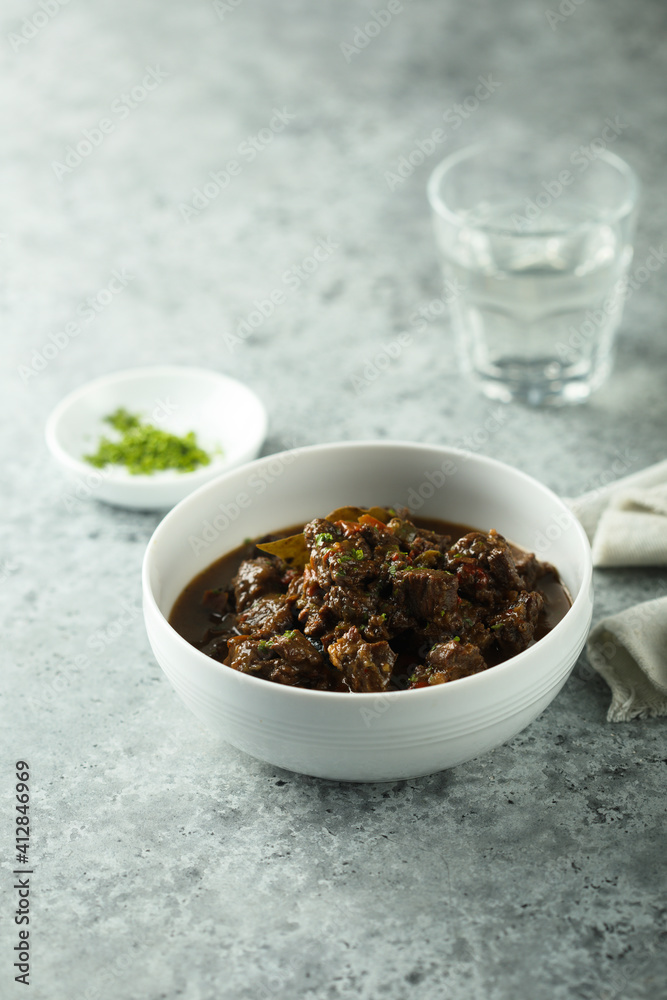 Traditional homemade beef ragout or goulash Traditional homemade beef ragout or goulash