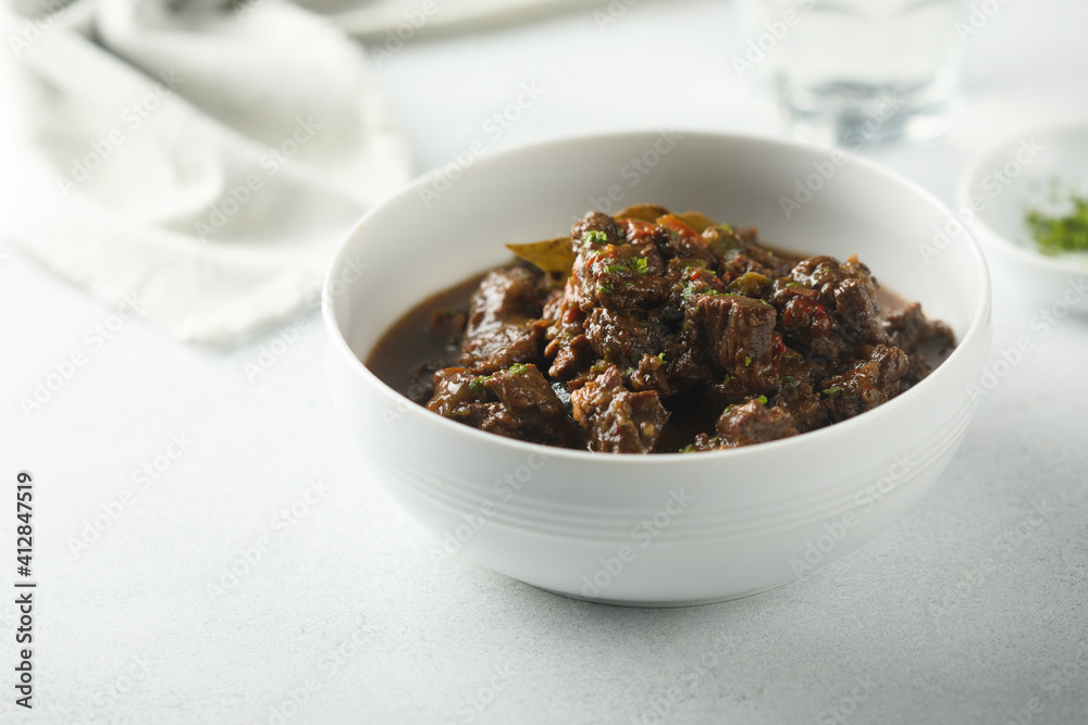 Traditional homemade beef ragout or goulash Traditional homemade beef ragout or goulash