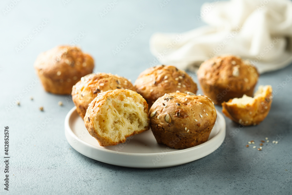 Homemade cheese muffins with seeds