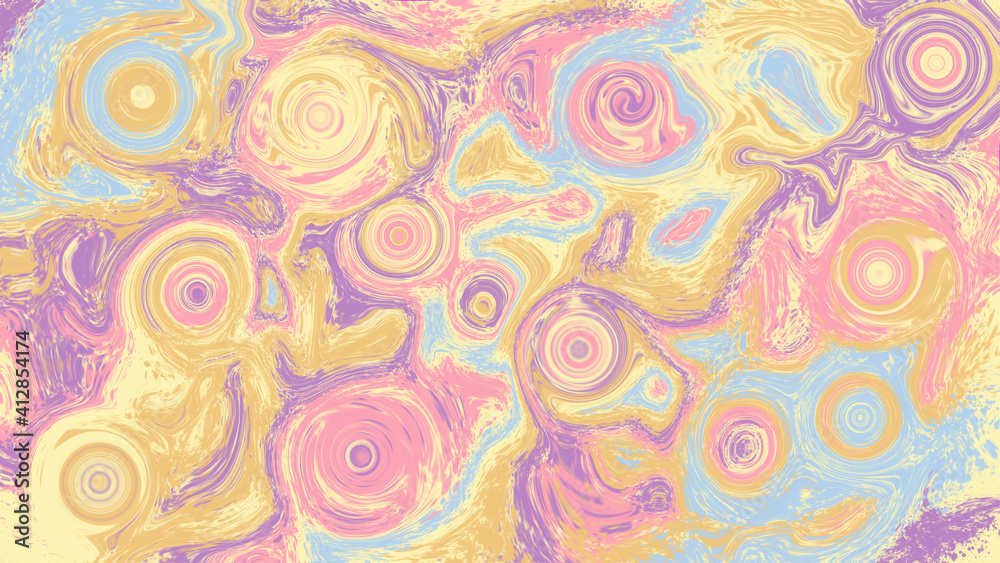 Fluid abstract background. Bright twisted liquid texture in soft colors.
