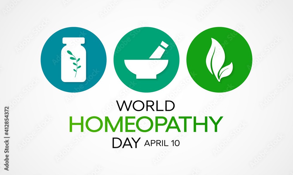 World Homeopathy day is celebrated annually on April 10th. the day is a celebration of both homeopaths and those who have been healed with homeopathy. Vector illustration.