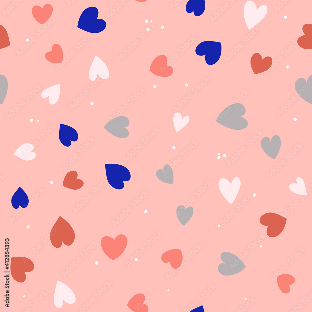 Cute Simple Seamless Pattern Love Heart Background. Vector Illustration EPS10