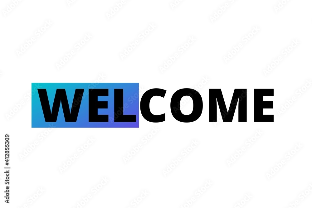 Welcome poster with text with white gradient background