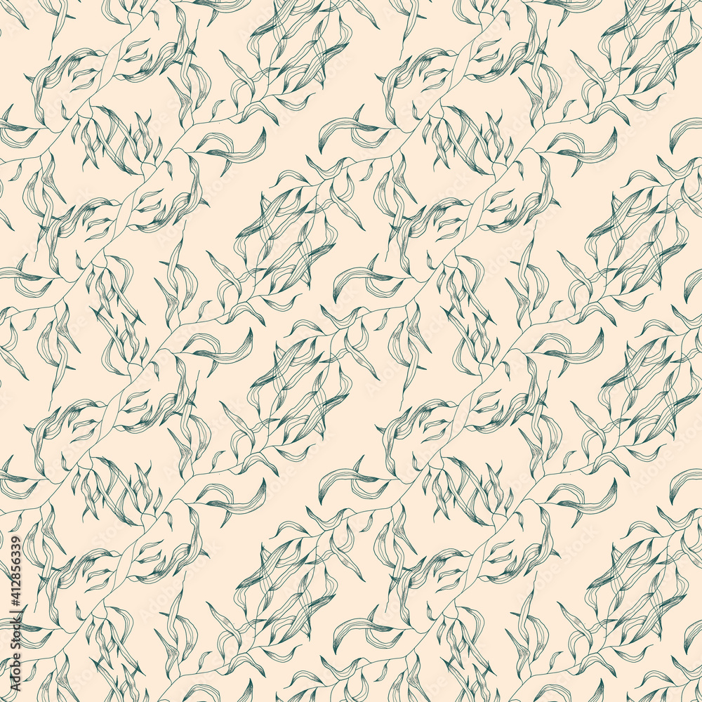 fabric print raster seamless pattern contour leaves fabric print raster seamless pattern contour leaves