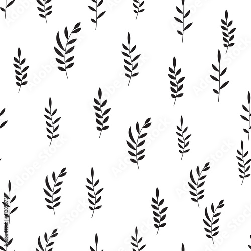 Seamless Pattern Background with Simple Leaves Design Elements. Vector Illustration EPS10