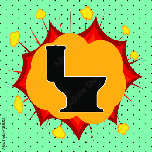 Toilet bowl sign, pop art explosion, vector illustration for design