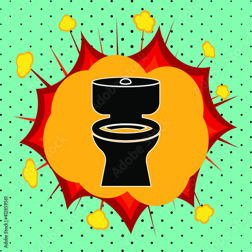 Toilet bowl sign, pop art explosion, vector illustration for design