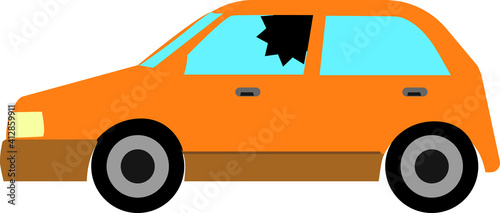 ガラスを破られた乗用車