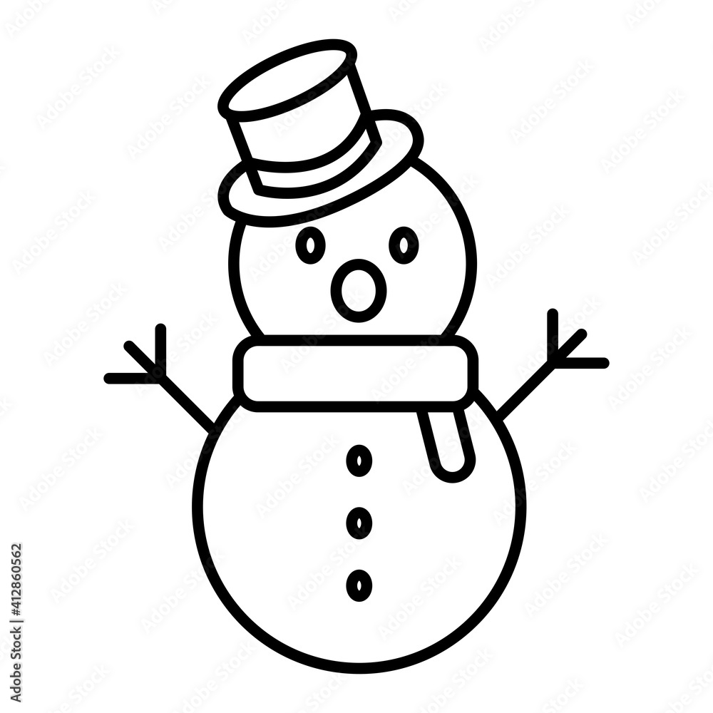Vector Snowman Outline Icon Design Vector Snowman Outline Icon Design