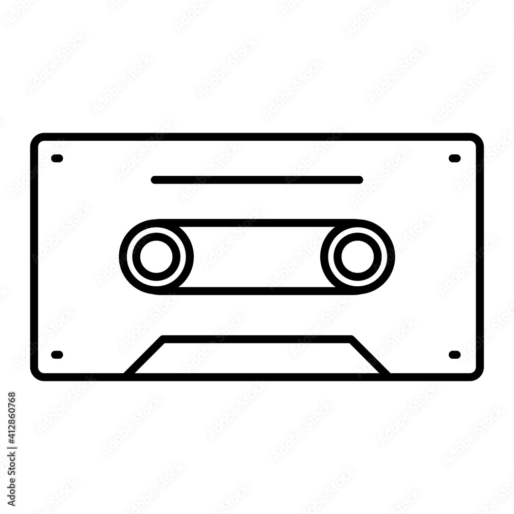 Vector Cassette Outline Icon Design Vector Cassette Outline Icon Design