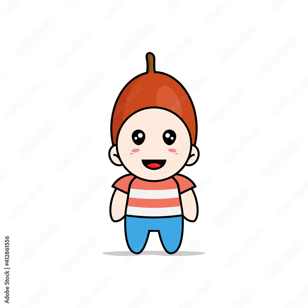 Cute boy character wearing ximenia costume. Cute boy character wearing ximenia costume.